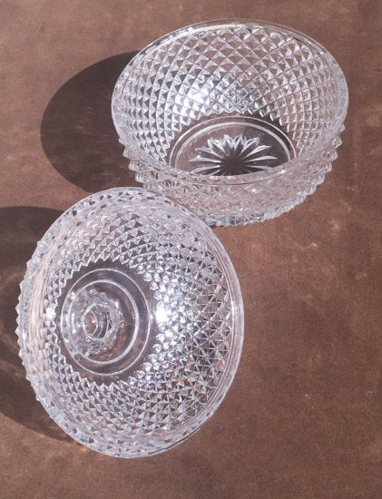 614　バカラ（Baccarat）アンティーク　カットガラスのボンボニエール　1880年
