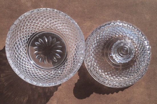 614　バカラ（Baccarat）アンティーク　カットガラスのボンボニエール　1880年