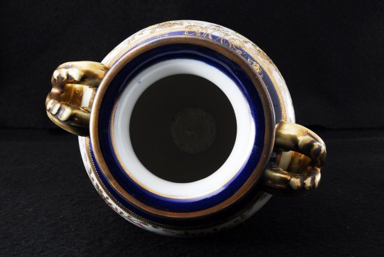 268 オールドノリタケ　金彩花図紋　両耳飾壷