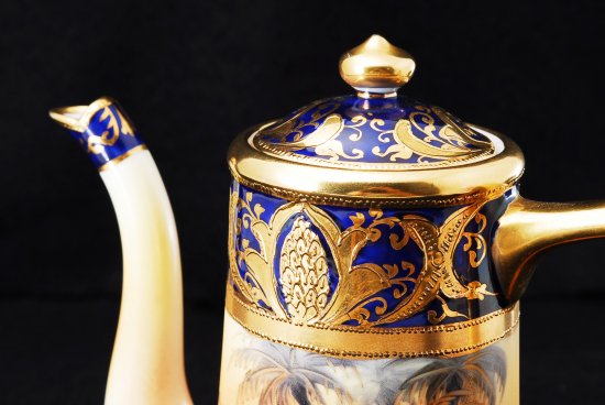 269 オールドノリタケ・金盛上藍砂漠風景図 コーヒーポット