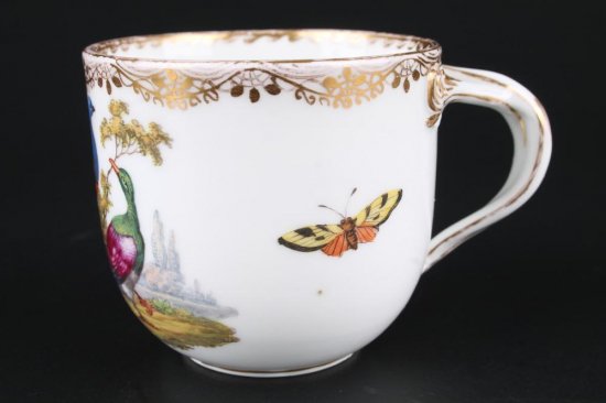 326　マイセン（Meissen）アンティーク　鳥と虫図コーヒーカップ＆ソーサー