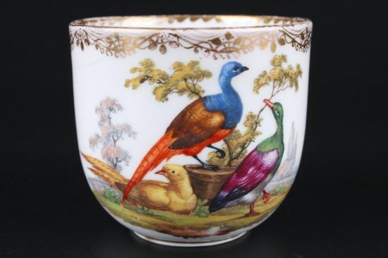 326　マイセン（Meissen）アンティーク　鳥と虫図コーヒーカップ＆ソーサー