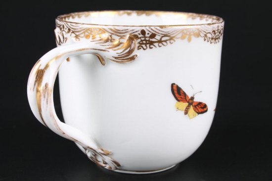 326　マイセン（Meissen）アンティーク　鳥と虫図コーヒーカップ＆ソーサー