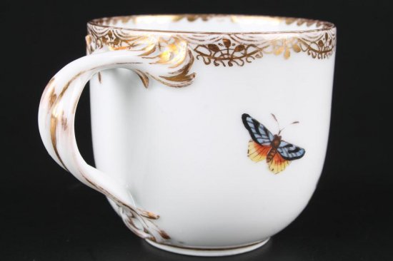 327　マイセン（Meissen）アンティーク　バードシリーズ　鳥と虫図コーヒーカップ＆ソーサー
