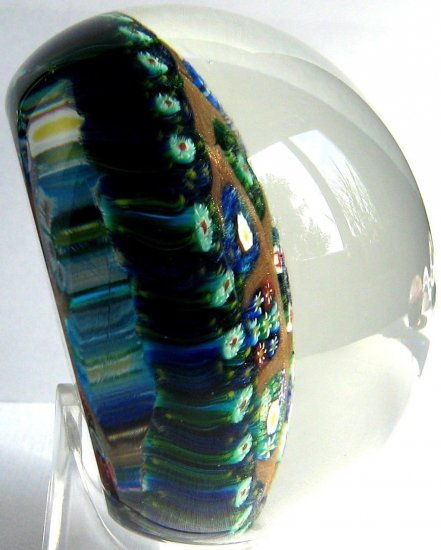 285　ベネチアンムラーノガラス　ミルフィオリ　格子模様のガラスペーパーウェイト　スーパーマグナム