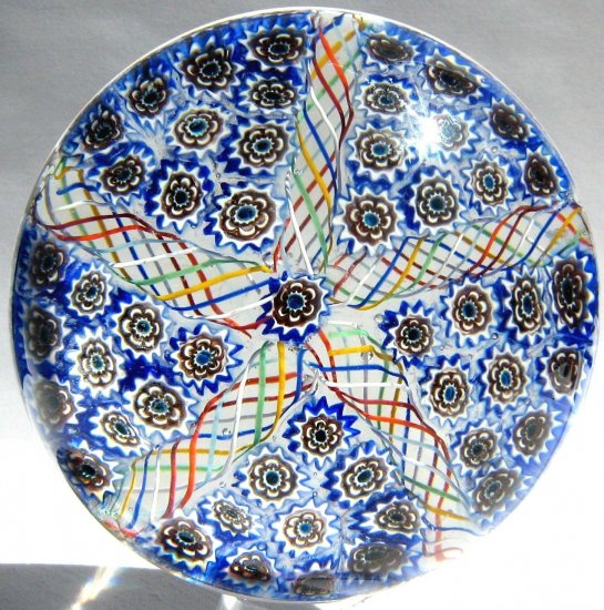 286　ベネチアンムラーノガラス　ミルフィオリ　車輪模様のガラスペーパーウェイト　マグナム