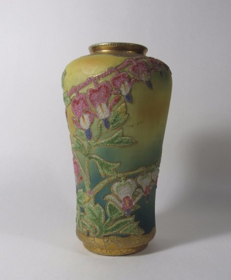 278　ニッポン・オールドノリタケ　アンティーク　コーラリン　ケマンソウの花瓶　1909年頃