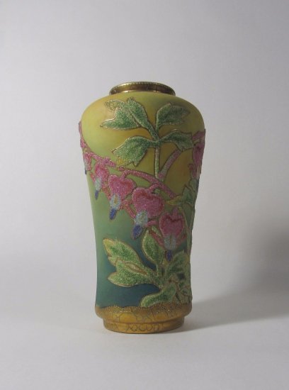 278　ニッポン・オールドノリタケ　アンティーク　コーラリン　ケマンソウの花瓶　1909年頃
