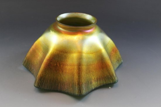 001 ルイス・コンフォート・ティファニー（Louis Comfort Tiffany）アンティーク　ファブリル・グラス　ゴールドのキャンドルランプ　1900年頃