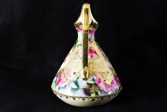 283 オールドニッポン 金盛上花図紋 両耳飾壺