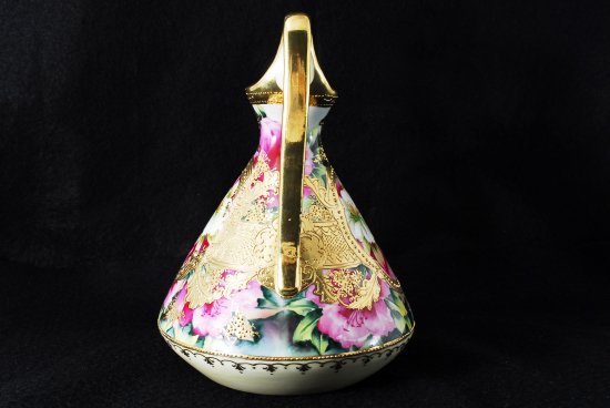 283 オールドニッポン 金盛上花図紋 両耳飾壺