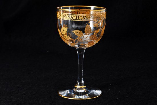 630 オールドバカラ(Baccarat)　金彩エッチング　花葉模様　ワイングラス