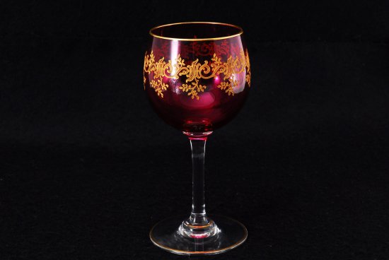 632 オールドバカラ　レカミエ（Recamier） 金彩ワイングラス レッド