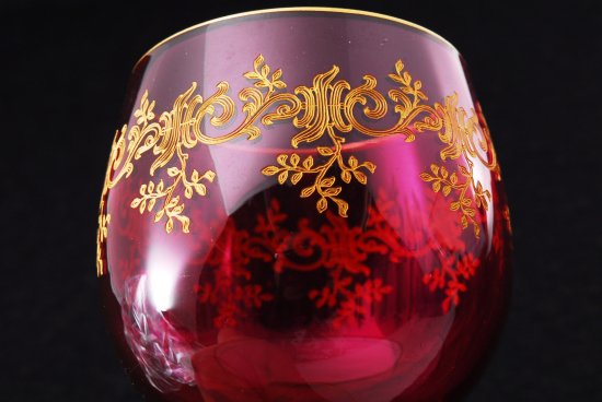 632 オールドバカラ　レカミエ（Recamier） 金彩ワイングラス レッド