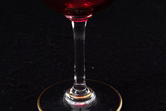 632 オールドバカラ　レカミエ（Recamier） 金彩ワイングラス レッド