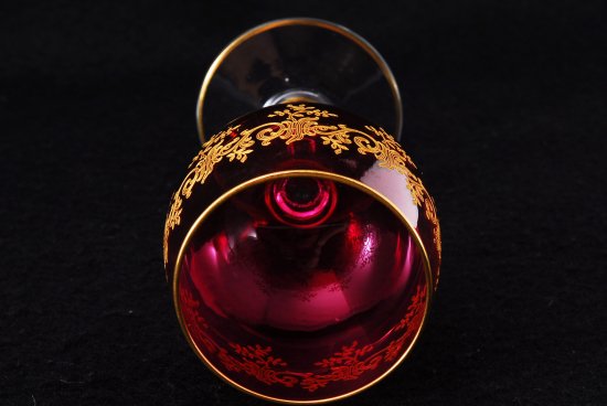 632 オールドバカラ　レカミエ（Recamier） 金彩ワイングラス レッド
