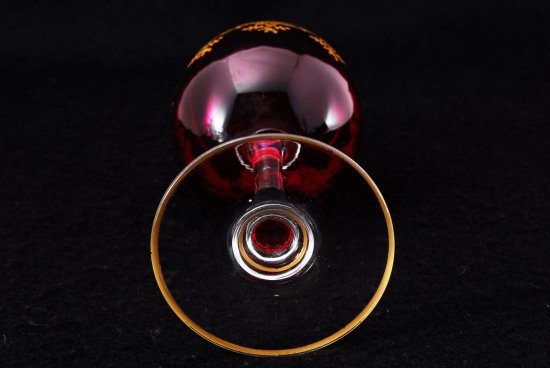 632 オールドバカラ　レカミエ（Recamier） 金彩ワイングラス レッド