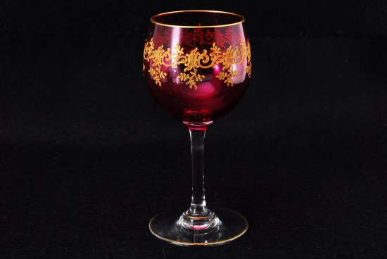 632 オールドバカラ　レカミエ（Recamier） 金彩ワイングラス レッド