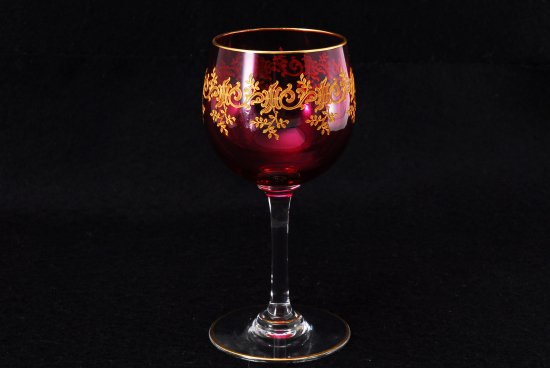 632 オールドバカラ　レカミエ（Recamier） 金彩ワイングラス レッド