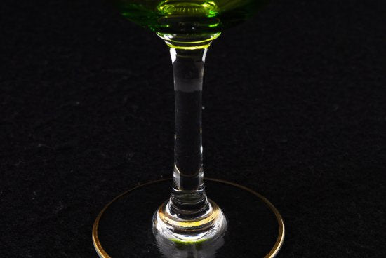 633 オールドバカラ　レカミエ（Recamier） 金彩ワイングラス グリーン