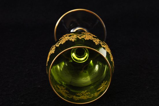 633 オールドバカラ　レカミエ（Recamier） 金彩ワイングラス グリーン
