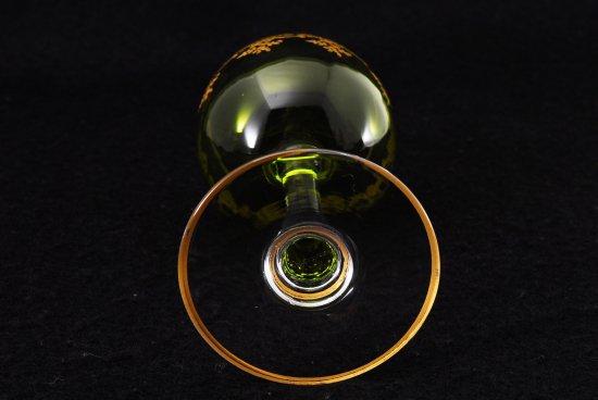 633 オールドバカラ　レカミエ（Recamier） 金彩ワイングラス グリーン