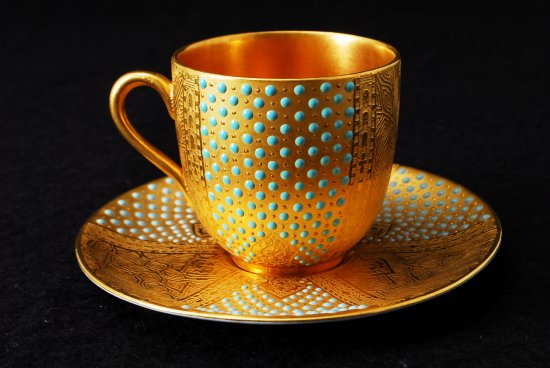 129 コールポート Coalport ターコイズジュエル デミタスカップ&ソーサー