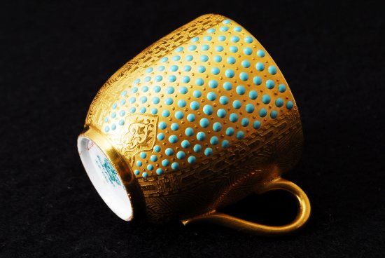 129 コールポート Coalport ターコイズジュエル デミタスカップ&ソーサー