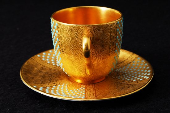 129 コールポート Coalport ターコイズジュエル デミタスカップ&ソーサー