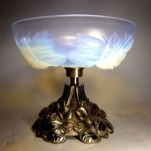 109　ミューラー兄弟（Muller Freres Luneville）脚付き花柄ボール　アール・デコ　1920年頃