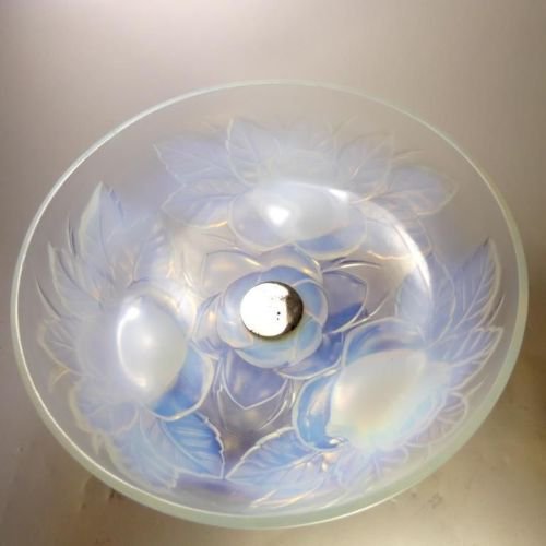 109　ミューラー兄弟（Muller Freres Luneville）脚付き花柄ボール　アール・デコ　1920年頃