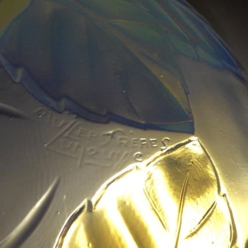 109　ミューラー兄弟（Muller Freres Luneville）脚付き花柄ボール　アール・デコ　1920年頃