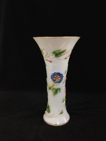 635 オールドバカラ オパーリンクリスタル 朝顔紋図飾壷 花瓶