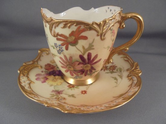 ロイヤルウースター　ポーセリンカップ＆ソーサー　19世紀製造