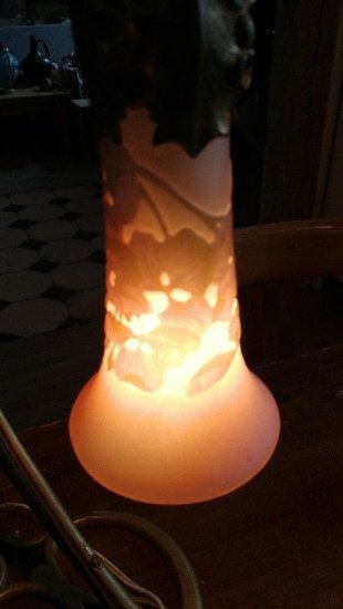 フランス製　アンティークランプ　エミールガレ　ランプ（紫陽花）