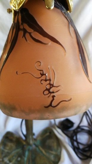 フランス製　アンティークランプ　エミールガレ　ランプ（トンボと草木）