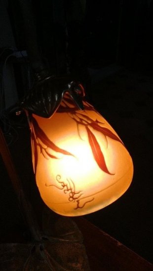 フランス製　アンティークランプ　エミールガレ　ランプ（トンボと草木）