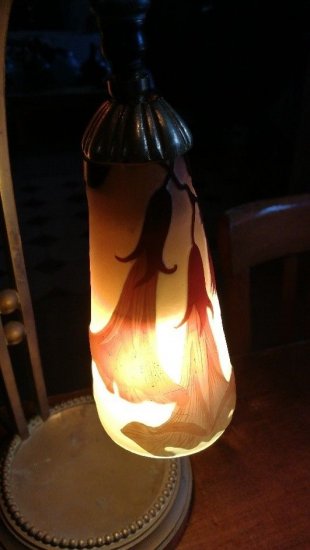 フランス製　アンティークランプ　エミールガレ　朝鮮朝顔のランプ