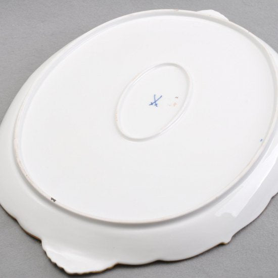 マイセンＢフォーム １級品 フラワー装飾付き大型トレー　赤（レッド）