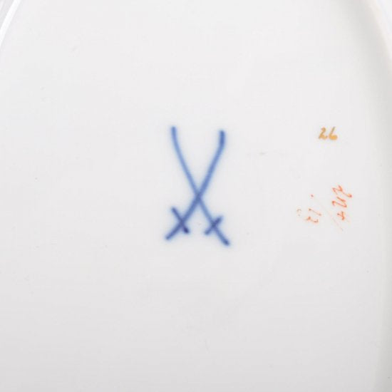 マイセンＢフォーム １級品 フラワー装飾付き大型トレー　赤（レッド）