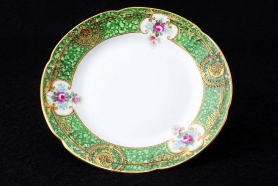 287 オールドノリタケ ピンクローズ 金彩 キャビネット グリーン