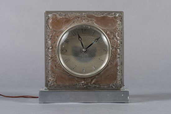 希少品　ルネ・ラリック時計　「日本からやって来た四羽のスズメ」