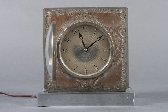 希少品　ルネ・ラリック時計　「日本からやって来た四羽のスズメ」