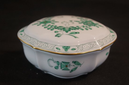 マイセン　インドの華　小物入れ　グリーン