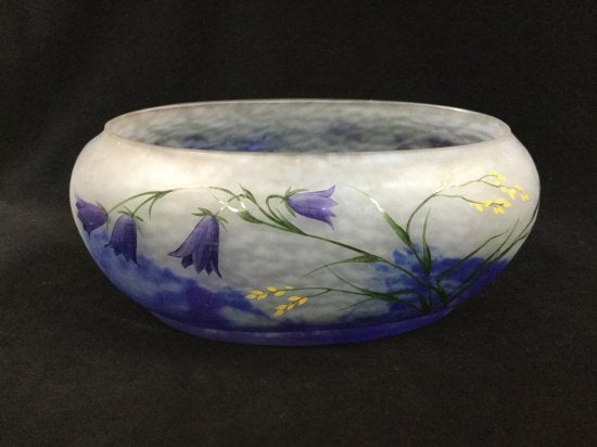 174 ドームナンシー「moda」 紫黄花紋図 花器 睡蓮の花