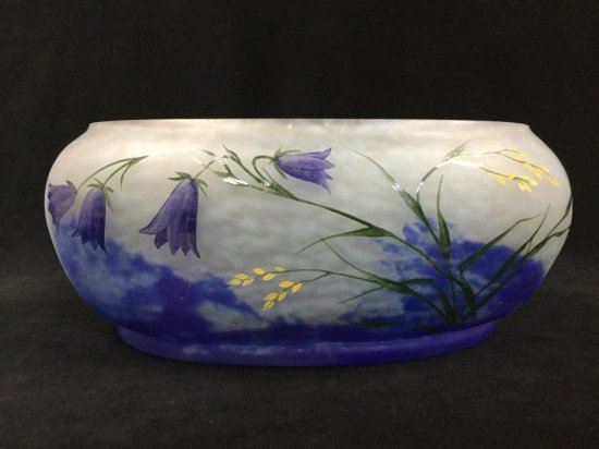 174 ドームナンシー「moda」 紫黄花紋図 花器 睡蓮の花
