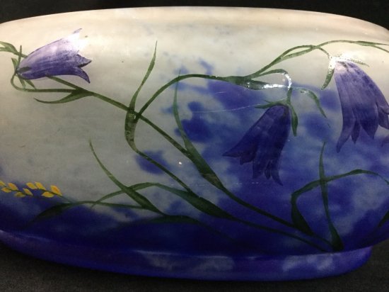 174 ドームナンシー「moda」 紫黄花紋図 花器 睡蓮の花