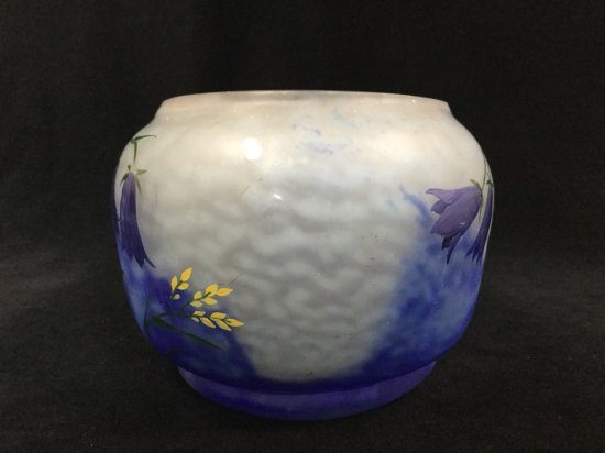 174 ドームナンシー「moda」 紫黄花紋図 花器 睡蓮の花