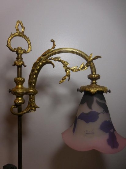 エミール・ガレ　ブロンズ　カメオ彫り　テーブルランプ　1890年頃