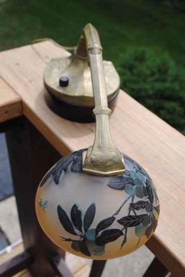 エミール・ガレ　アールヌーボー　カメオ彫り　ピアノ・デスクランプ　1900年代初期